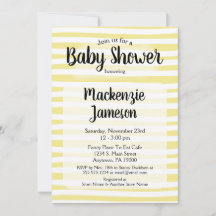 Inbjudan till gult White Rand Baby Shower