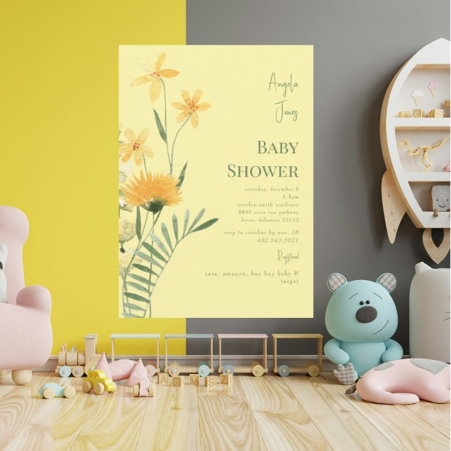 Inbjudan till gult Wildblommor Flicka Shower (Skapare uppladdad)