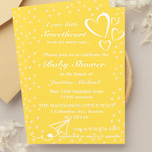 Inbjudan till Gulten Baby Shower för små hörn