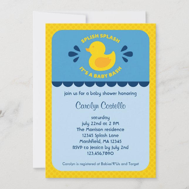 Inbjudan till gummi Ducky Baby Shower (Framsida)
