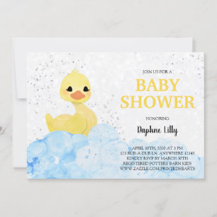 Inbjudan till gummi Ducky Baby Shower - blå Gult