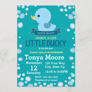 Inbjudan till gummi Ducky Baby Shower (pojke)