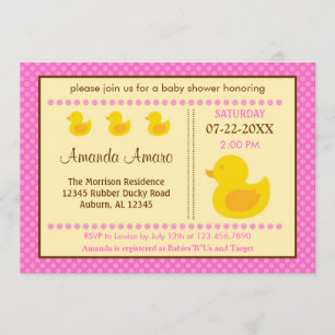 Inbjudan till Gummi Ducky Girl Baby Shower