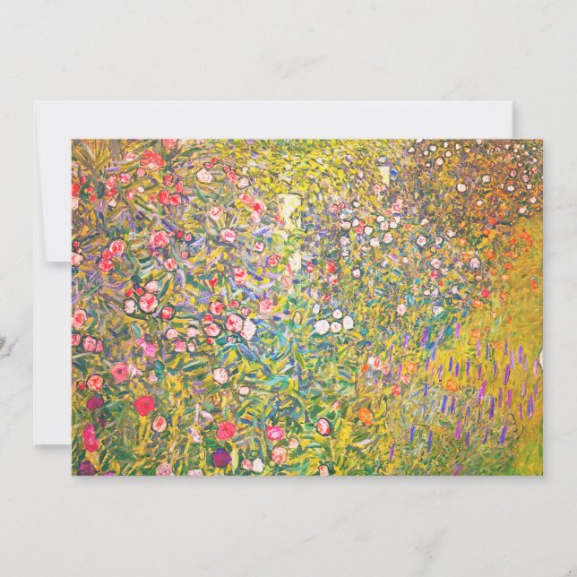 Inbjudan till Gustav Klimt Rosa Flowers (Framsida)