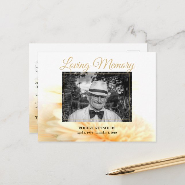 Inbjudan till gyllene fotobegravnings minnesstund (Fram/Back In Situ)