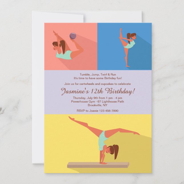 Inbjudan till gymnastikflicka (Framsida)