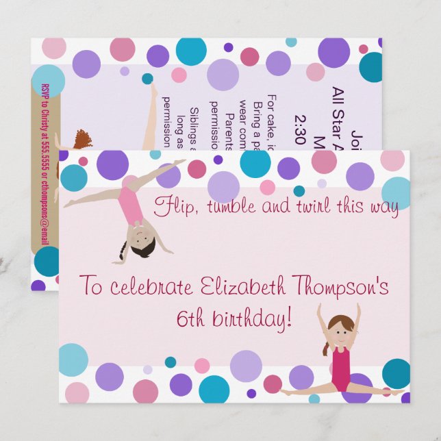 Inbjudan till Gymnastikpartiet Lila, skaldjur och  (Fram/baksida)