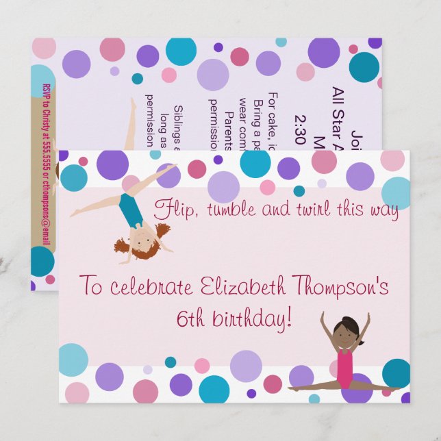 Inbjudan till Gymnastikpartiet Lila, skaldjur och  (Fram/baksida)