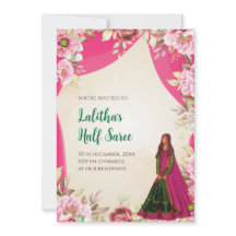 Inbjudan till Half Saree-ceremoni som Half saree-k