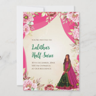 Inbjudan till Half Saree-ceremoni som Half saree-k