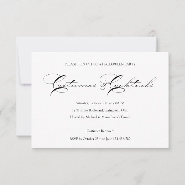 Inbjudan till Halloween Cocktail Costume Party (Framsida)