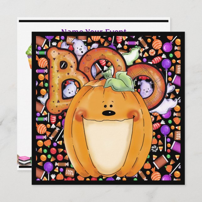 Inbjudan till halloween fest (Fram/baksida)