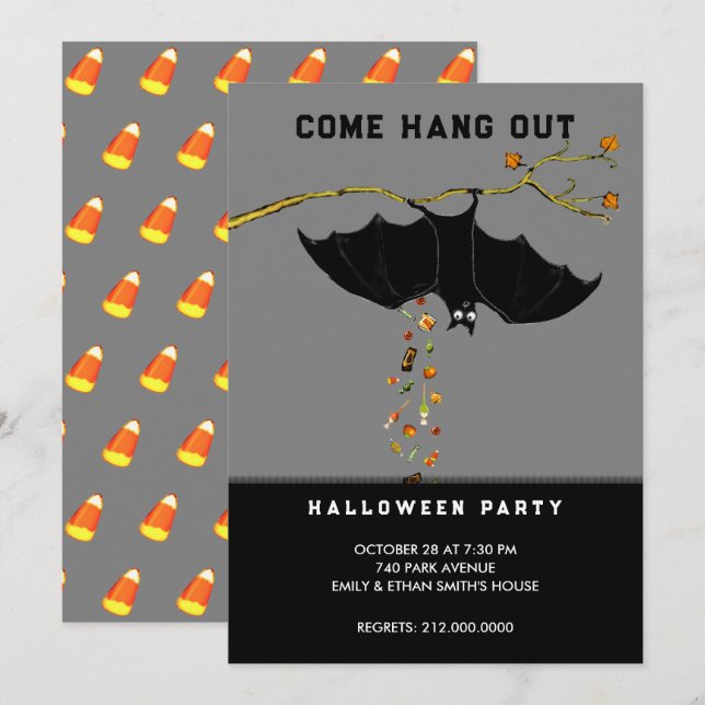 Inbjudan till halloween fest (Fram/baksida)
