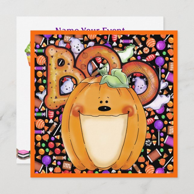 Inbjudan till halloween fest (Fram/baksida)