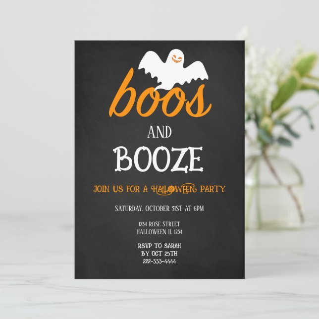 Inbjudan till Halloween fest Boos och Sprit (Stående Fram)