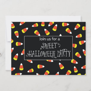 Inbjudan till halloween fest Candy corn på Svarta