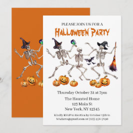 Inbjudan till halloween fest Dancing Skeletons