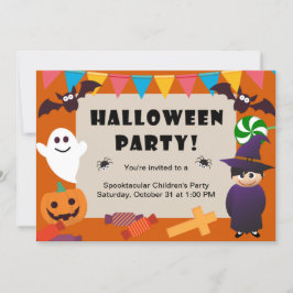 Inbjudan till Halloween fest för färgstarka barn: