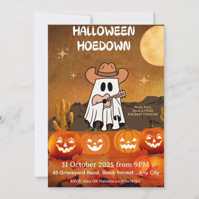 Inbjudan till halloween fest - Hoedown Cowboy (Framsida)