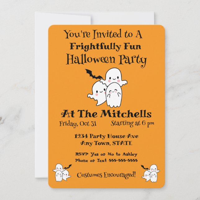 Inbjudan till Halloween fest i Roligt (Framsida)