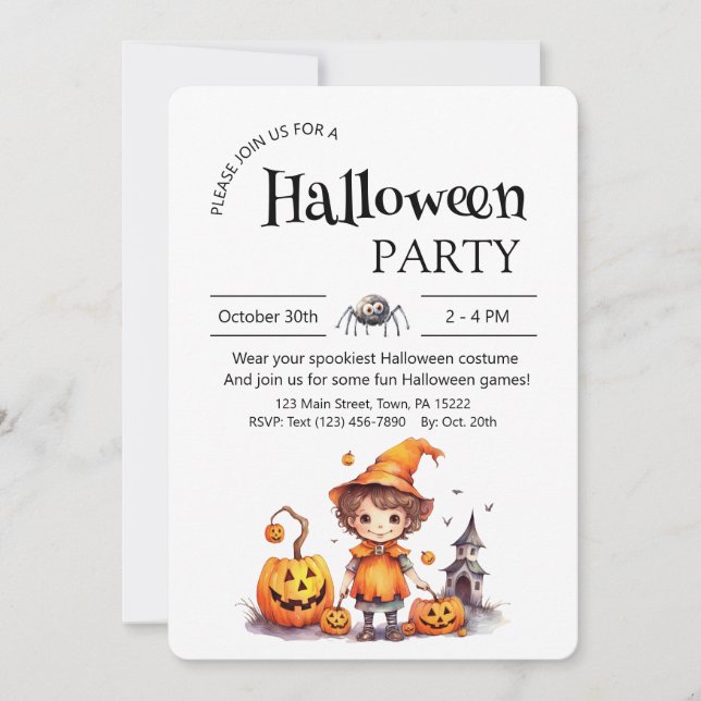 Inbjudan till halloween fest - Lycklig Pumpkins (Framsida)