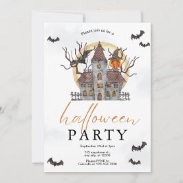 Inbjudan till Halloween fest med enkel vattenfärg