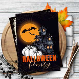 Inbjudan till halloween fest med Pumpkins och Måne