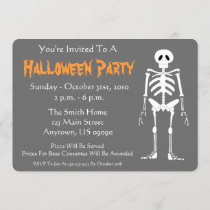 Inbjudan till Halloween fest (Skeleton Grått)