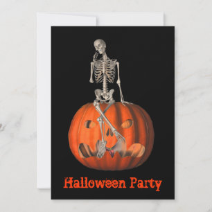 Inbjudan till halloween fest Skeleton Jack o lante