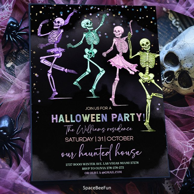 Inbjudan till halloween fest Skeletons Inbjudan (Halloween Party,Invitation,Skeletons Invite,Editable Ghost,Birthday Invitation,Party Hey Boo,Spookta)