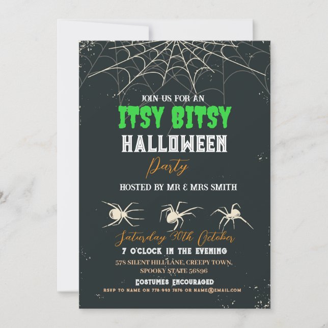 Inbjudan till Halloween fest Spider Horror Scary (Framsida)