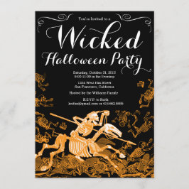 Inbjudan till halloween fest: Vintage Skeleton