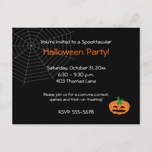 Inbjudan till halloween fest vykort