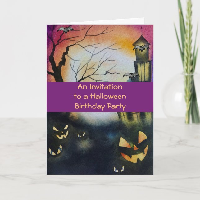 Inbjudan till Halloween Födelsedagsfest för barn (Framsida)