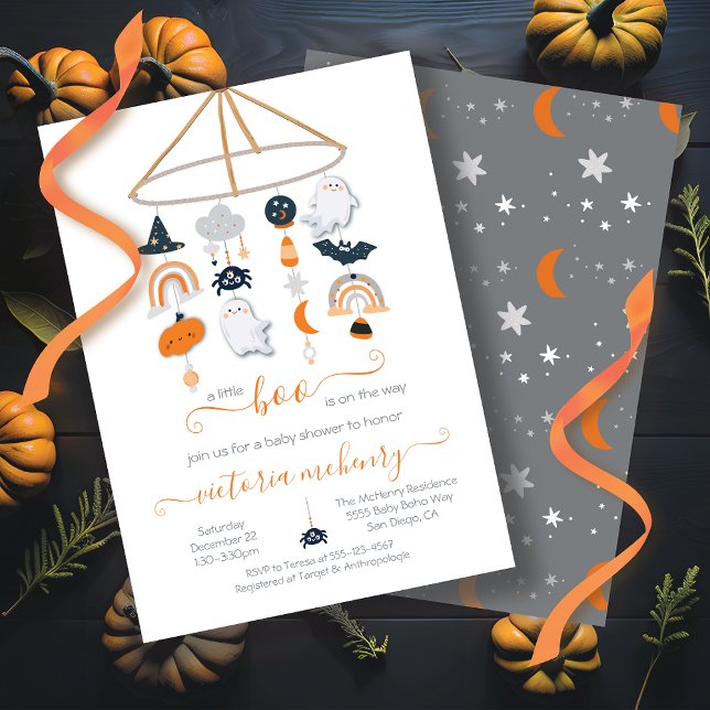 Inbjudan till Halloween Ghost Mobile Baby Shower (Skapare uppladdad)