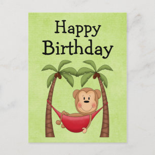 Inbjudan till Hammock Monkey Birthday Birthday Vykort