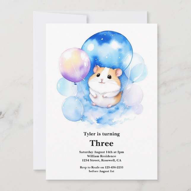 Inbjudan till Hamster Birthday (Framsida)