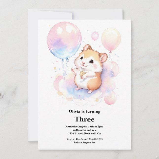 Inbjudan till Hamster Birthday (Framsida)