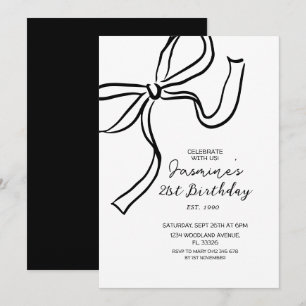Inbjudan till Hand plockade Black Bow Doodle