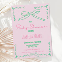 Inbjudan till Hand plockade Bow Baby Shower för Re
