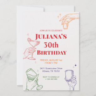 Inbjudan till Hand plockade Cocktail 30års födelse