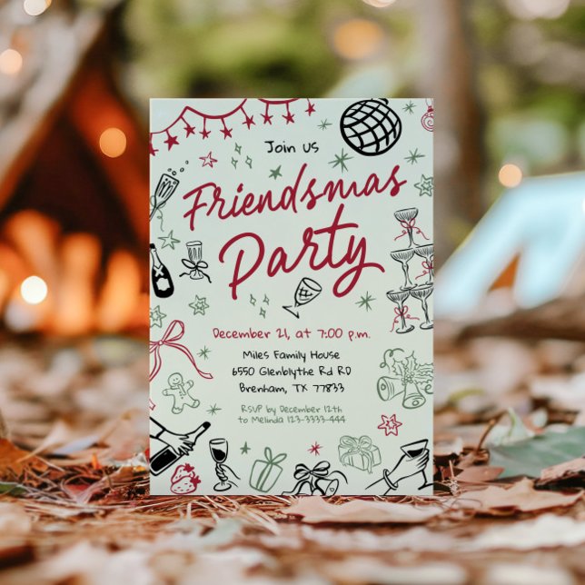 Inbjudan till hand plockade Friendsmas-partiet, ju (Skapare uppladdad)