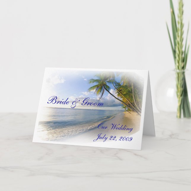 Inbjudan till Handflatan Träd & Beach Wedding (Framsida)
