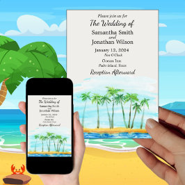 Inbjudan till Handflatan Träd och Beach Wedding