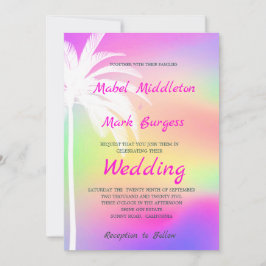 Inbjudan till Handflatan Träd White Colorful Weddi
