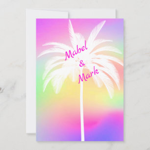 Inbjudan till Handflatan Träd White Colorful Weddi