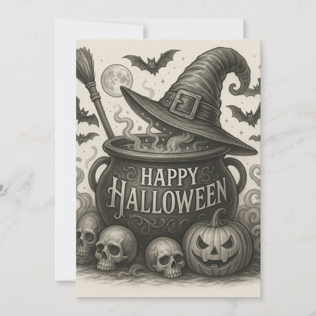 Inbjudan till Happy halloween Cauldron (Framsida)