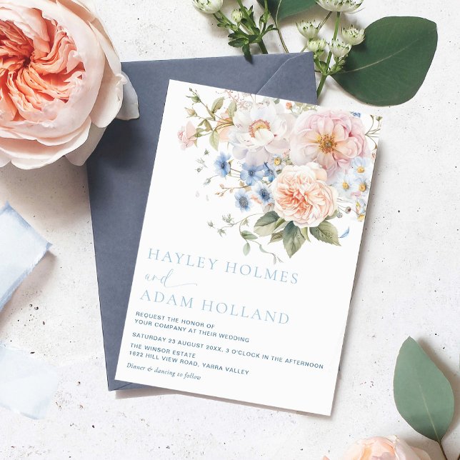 Inbjudan till Hargrove Blue Blommigt Wedding (Skapare uppladdad)