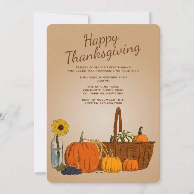 Inbjudan till Harvest Basket Thanksgiving  (Framsida)