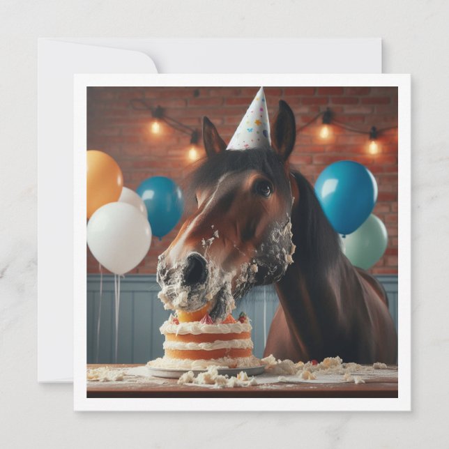 Inbjudan till hästätkakor på födelsedagen, Horse L (Framsida)